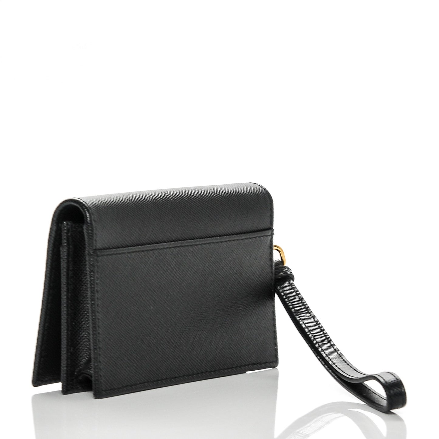 Saffiano Metal Wristlet Card Holder Nero Black