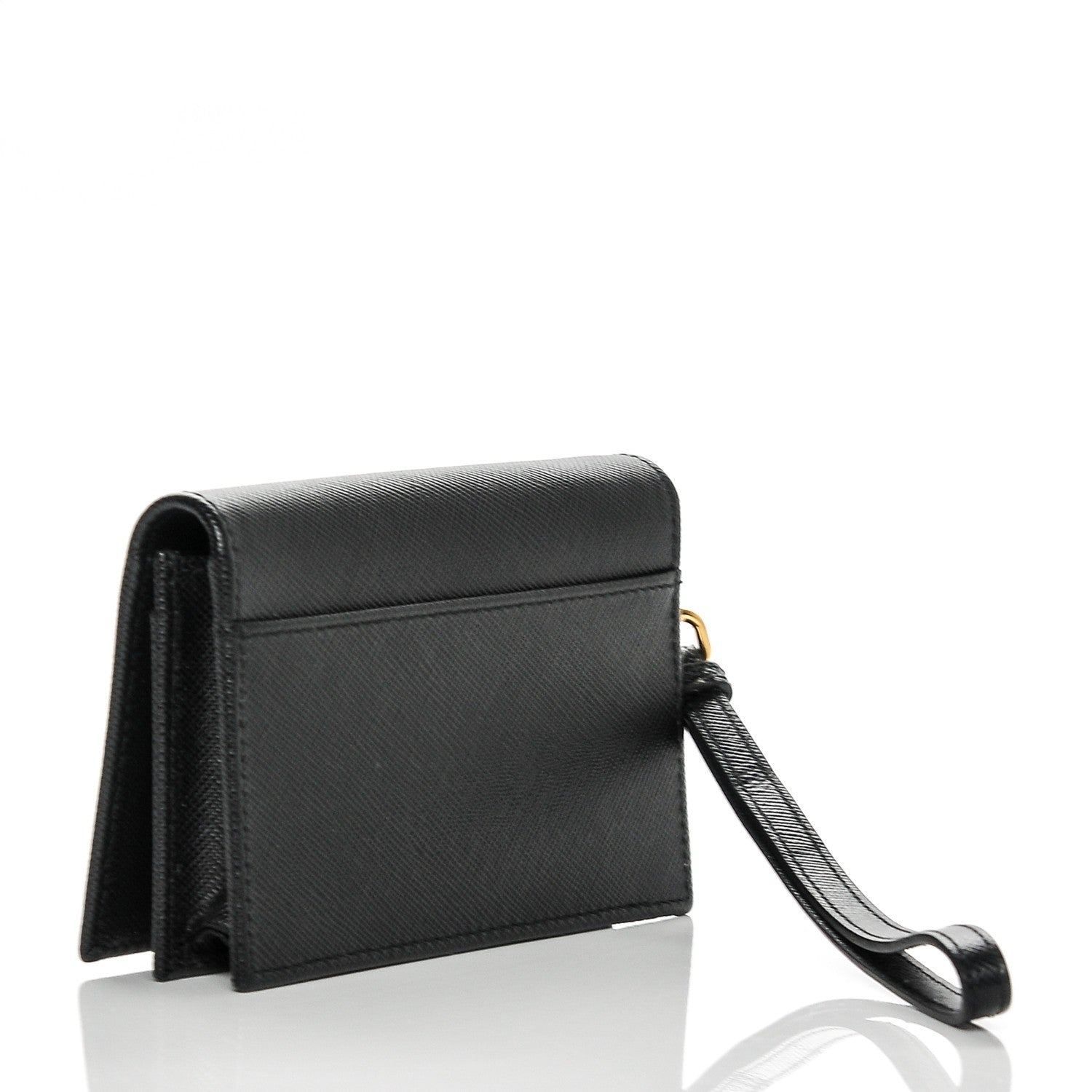 Prada Saffiano Metal Wristlet Card Holder Nero Black 3 of 6