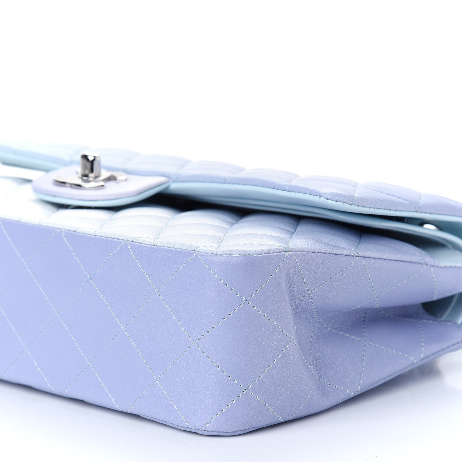 Chanel Perforated Lambskin Quilted Medium Double Flap Light Blue Light Purple White 9 of 9