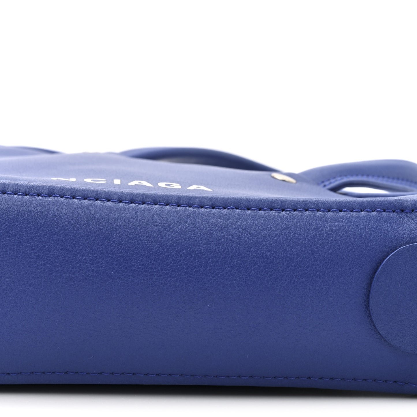 Shiny Day Calfskin Logo XS Triangle Duffle Bleu Roi White