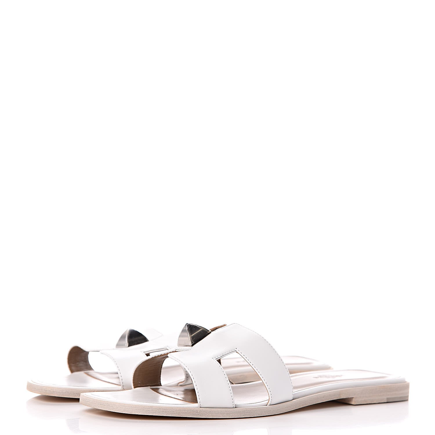 Hermes Box Calfskin Clous Pyramide Oran Sandals 39.5 White 3 of 9