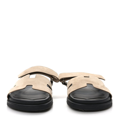 Hermes Suede Goatskin Womens Chypre Sandals 41 Etoupe 2 of 9