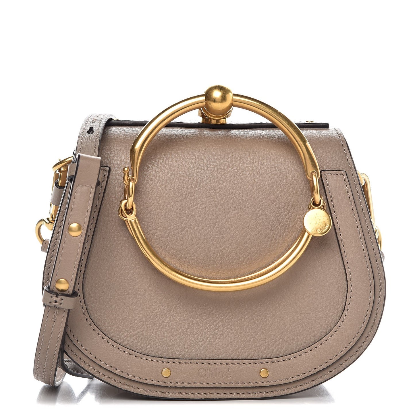 Calfskin Suede Small Nile Bracelet Bag Motty Grey