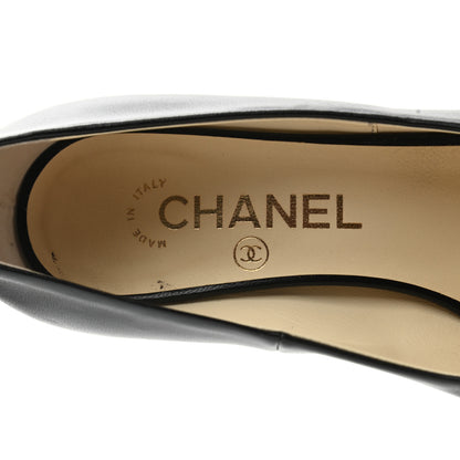 Chanel Lambskin Peep Toe CC Pumps 37 Black 7 of 12