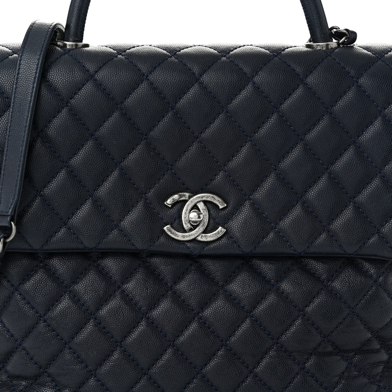Chanel Caviar Quilted Large Coco Handle Flap Navy 7 of 11