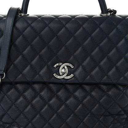 Chanel Caviar Quilted Large Coco Handle Flap Navy 7 of 11