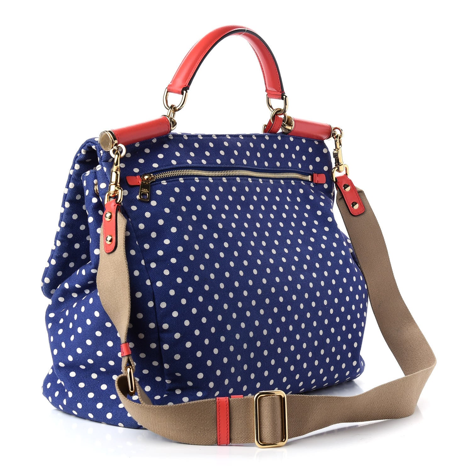 Dolce & Gabbana Canvas Polka Dot Miss Sicily Satchel Blue 3 of 10