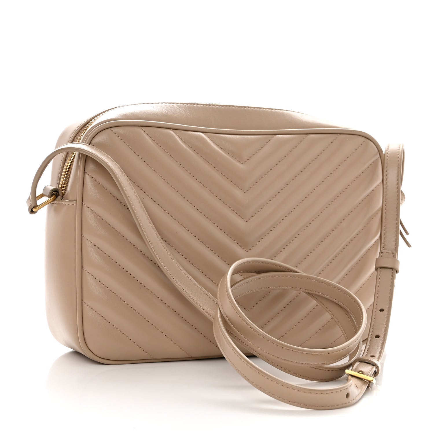 Saint Laurent Calfskin Matelasse Monogram Lou Camera Bag Dark Beige 3 of 9
