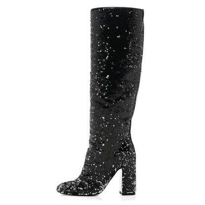 Louis Vuitton Sequin Donna High Boots 37 Black 1 of 9