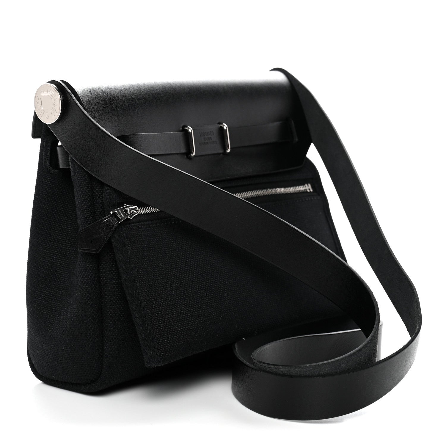 Hermes Military Toile Vache Hunter Herbag Zip Retourne 20 Black 3 of 10