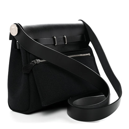 Hermes Military Toile Vache Hunter Herbag Zip Retourne 20 Black 3 of 10