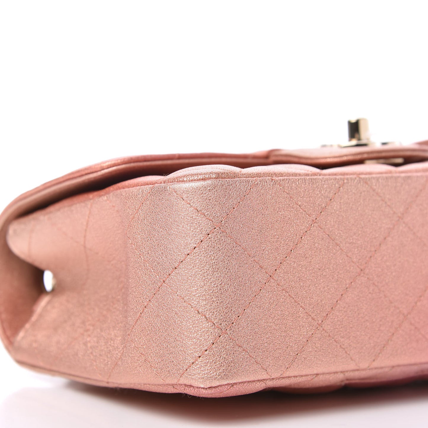 Metallic Lambskin Quilted Ombre Mini Rectangular Flap Pink
