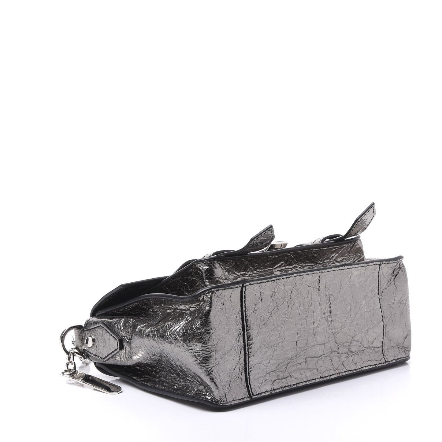 Metallic Lambskin Tiny PS1 Satchel Silver