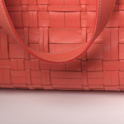 Prada Nappa Woven Tote Corallo 7 of 17