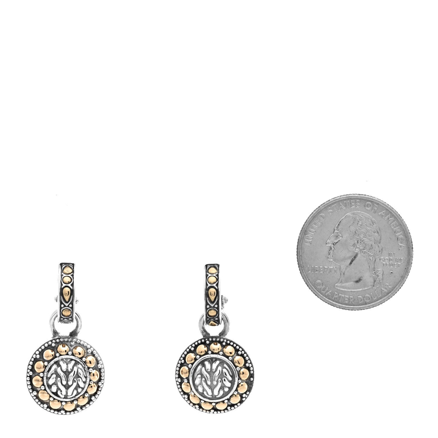 Sterling Silver 18K Yellow Gold Classic Chain Dot Drop Earrings