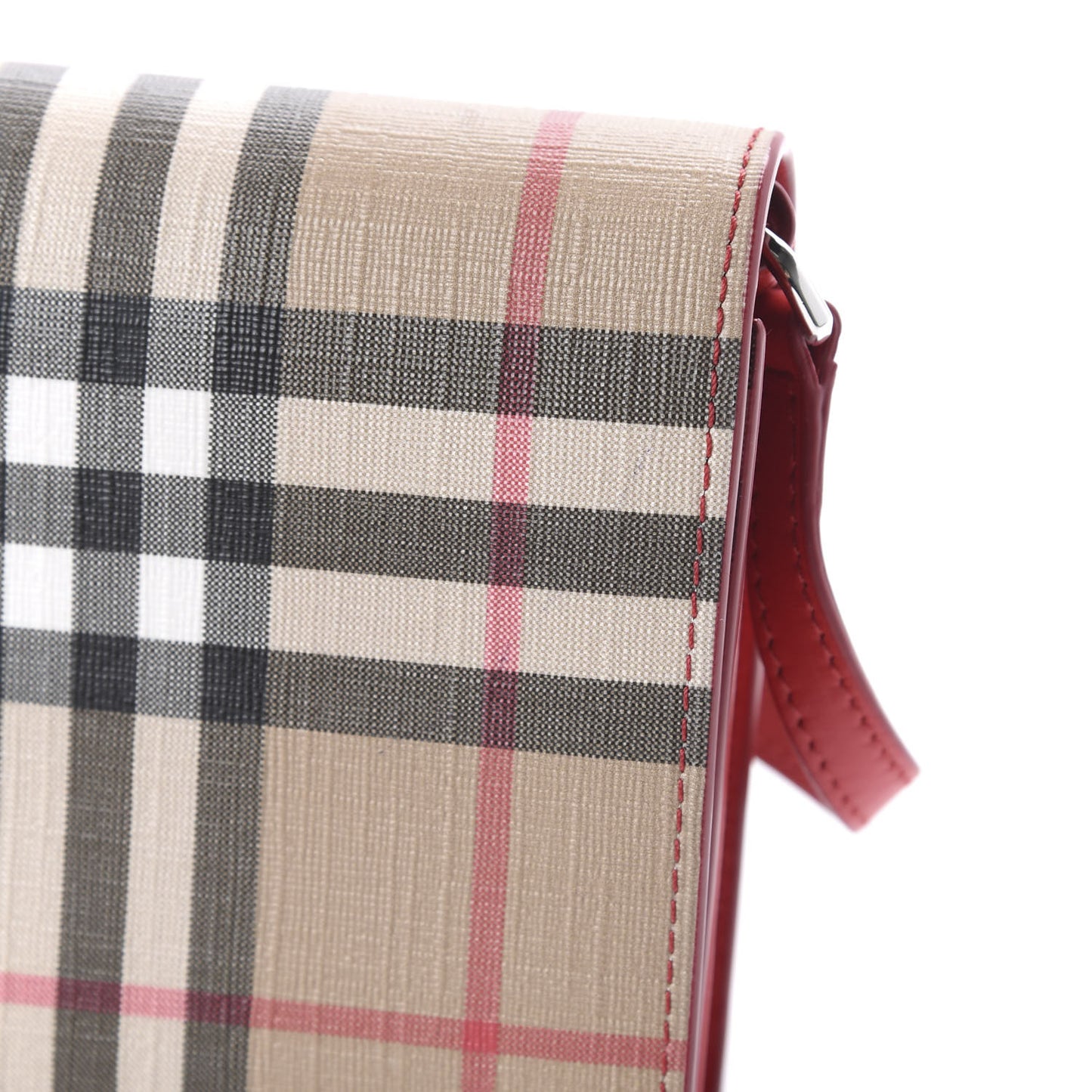 E-Canvas Vintage Check Wallet With Detachable Strap Bright Military Red