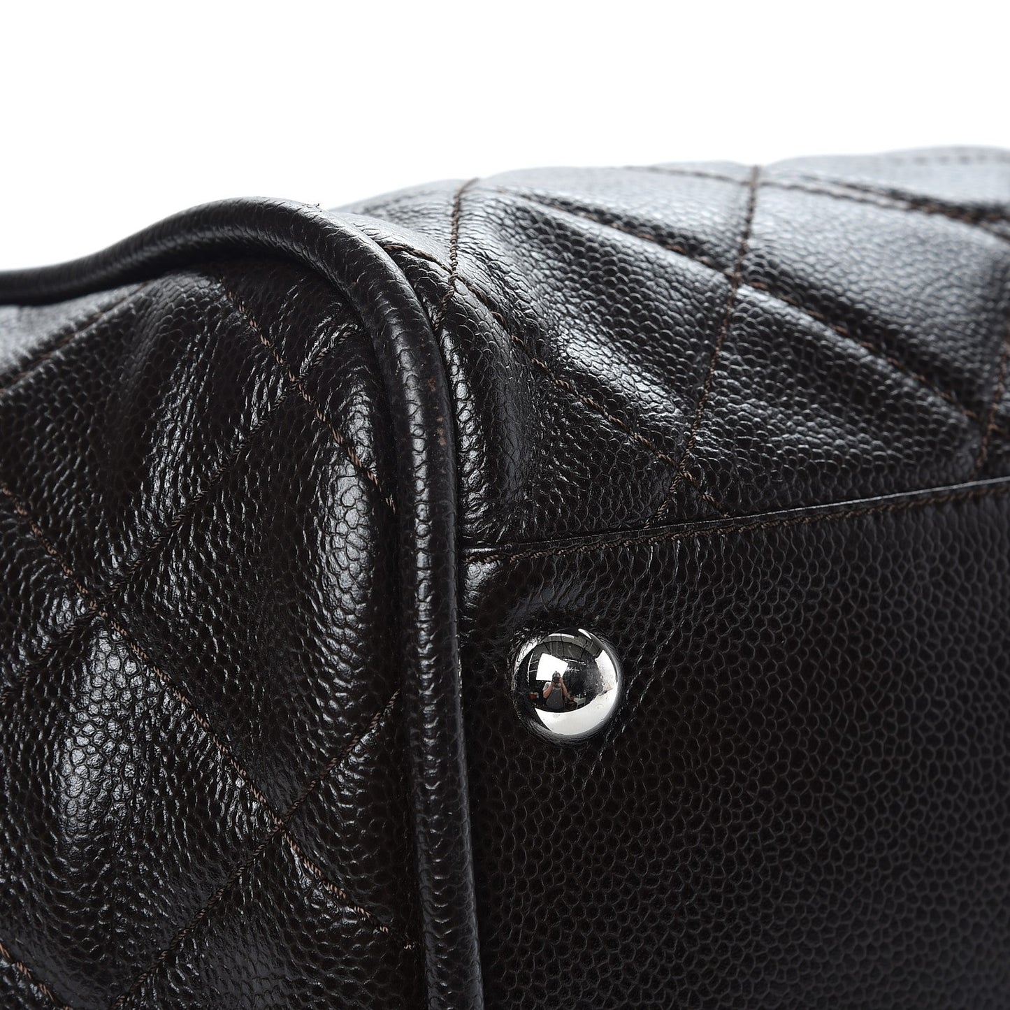 Caviar Quilted CC Timeless Bowler Brown