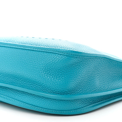 Hermes Taurillon Clemence Evelyne III PM Turquoise Colvert 10 of 12