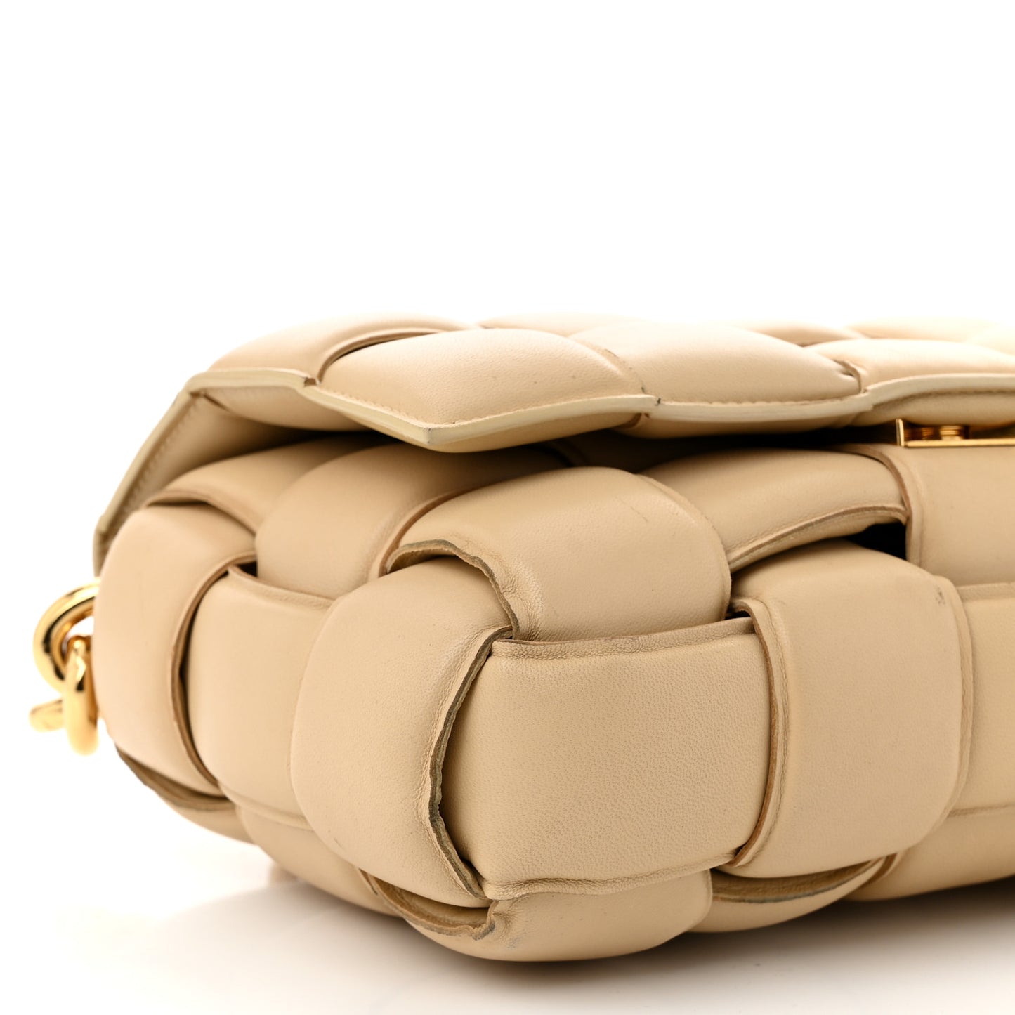 Lambskin Maxi Intrecciato Padded Chain Cassette Crossbody Bag Porridge
