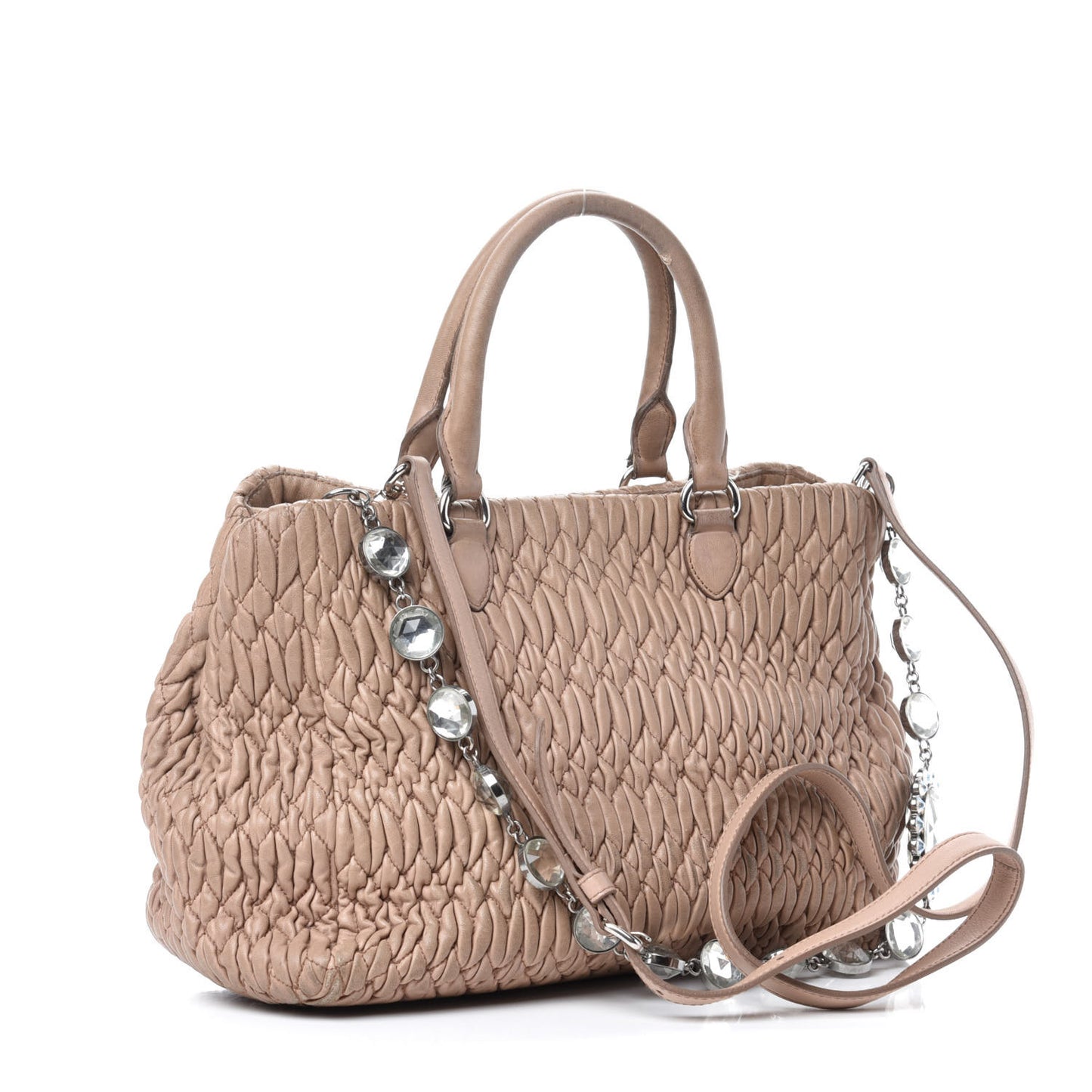 Nappa Matelasse Swarovski Crystal Tote Cammeo