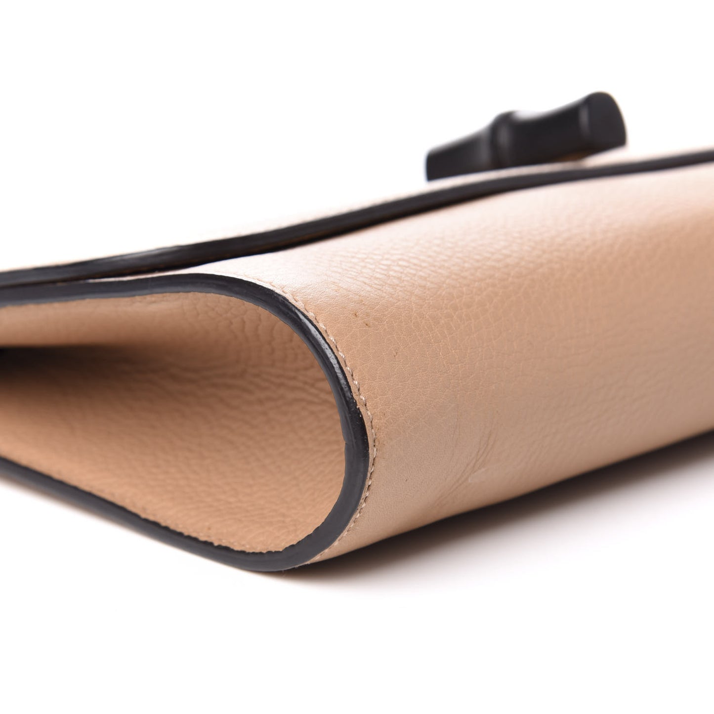 Pebbled Calfskin Bamboo Daily Clutch Camel