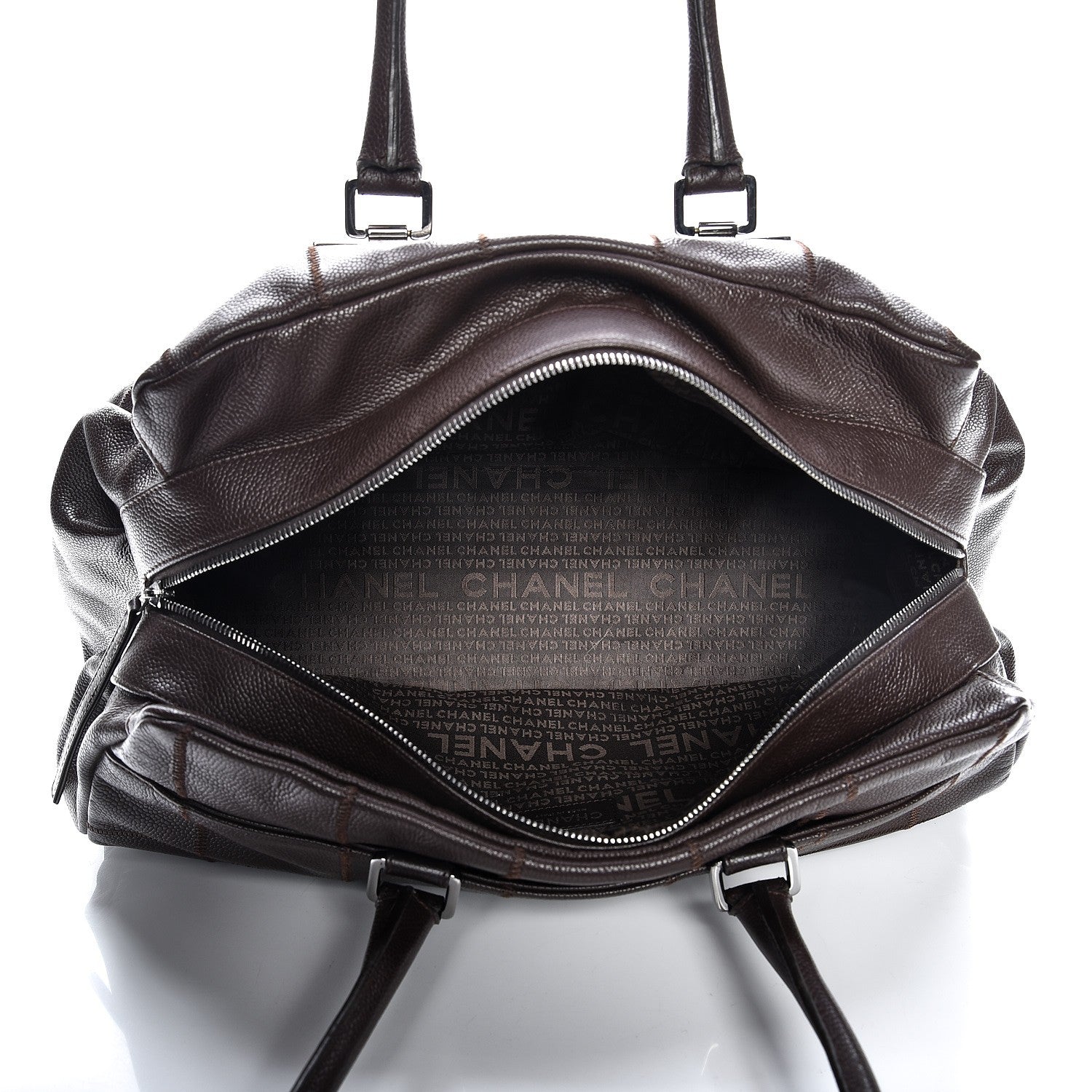 Chanel Caviar Square Stitched Large Satchel Dark Brown 5 of 8
