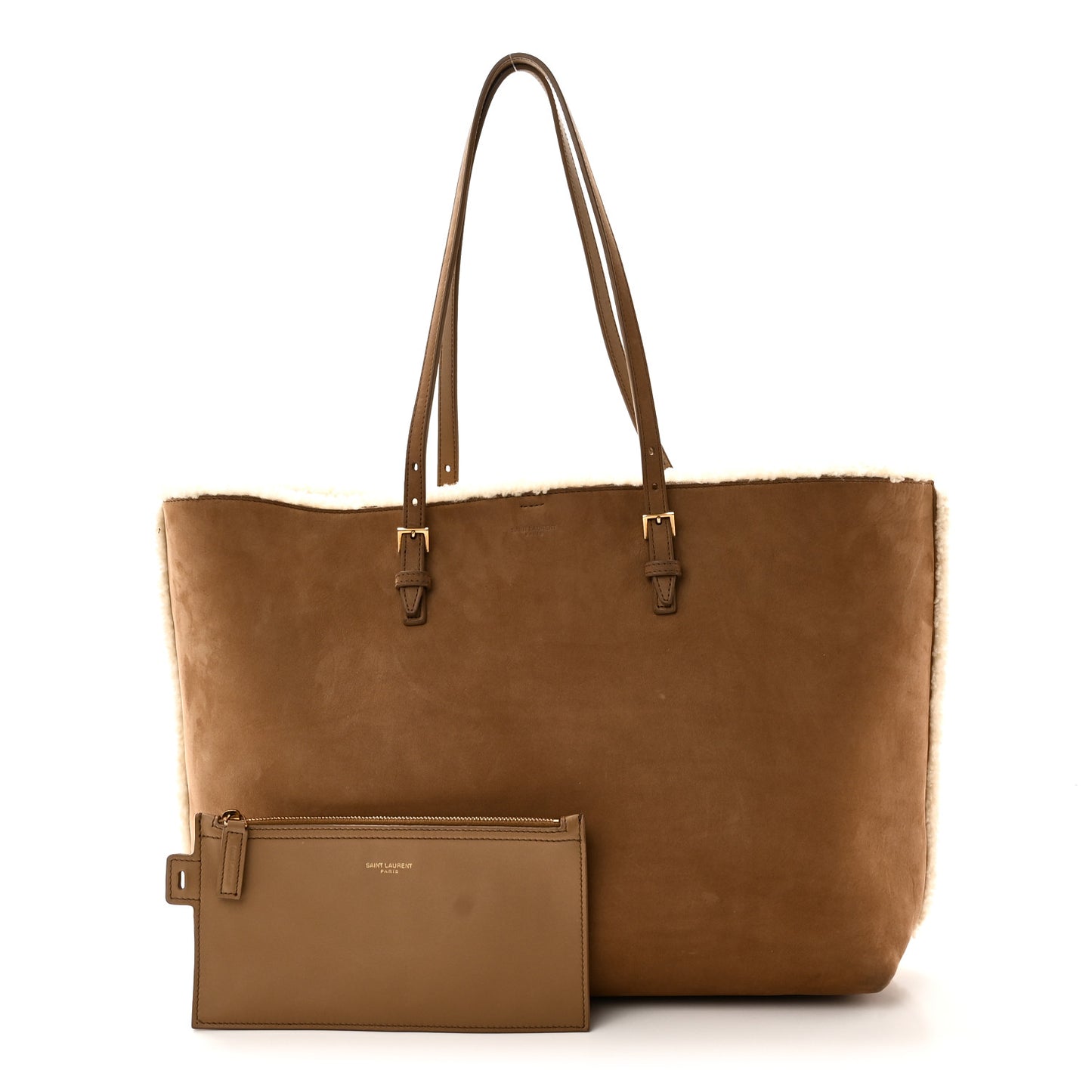 Suede Shearling Large Shopping Tote Natural Tan