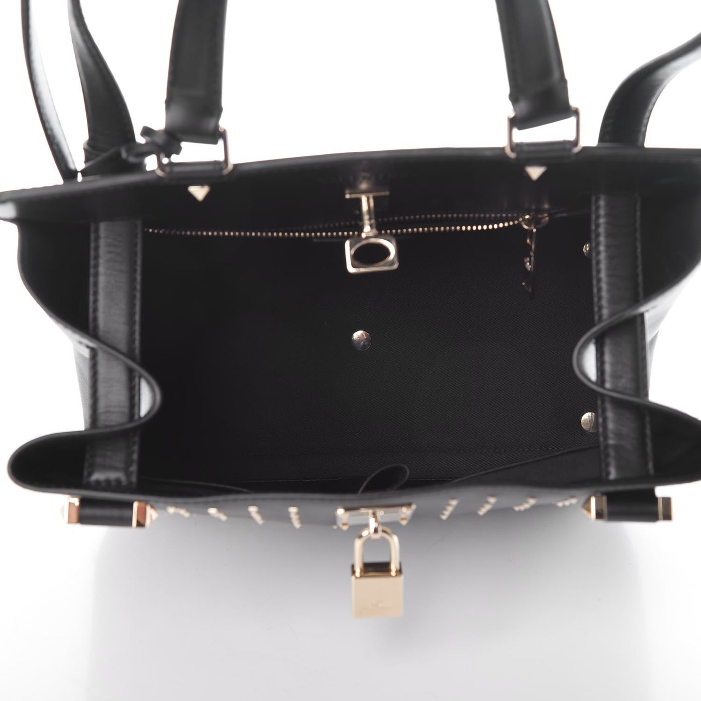 Calfskin Studded Medium Joylock Satchel Black