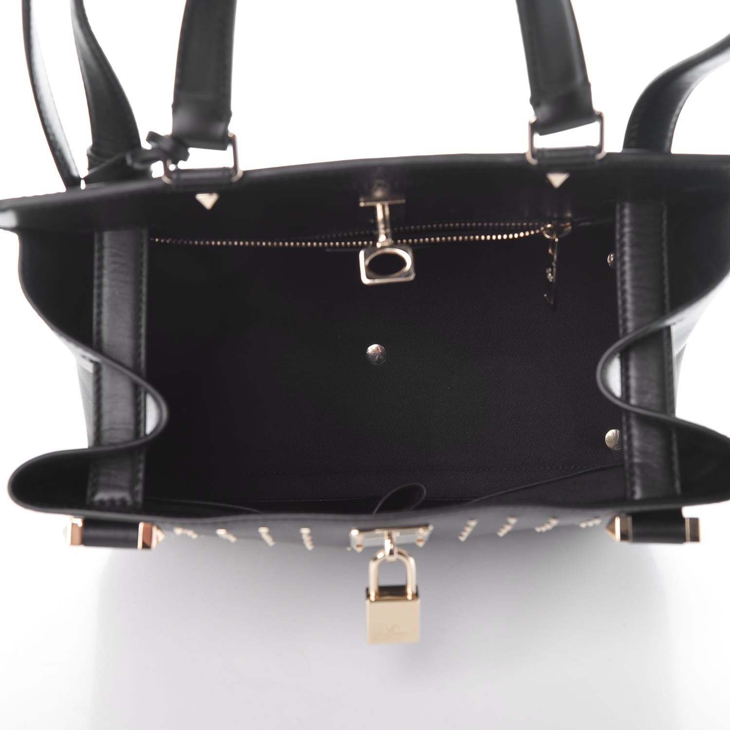 Valentino Garavani Calfskin Studded Medium Joylock Satchel Black 6 of 17