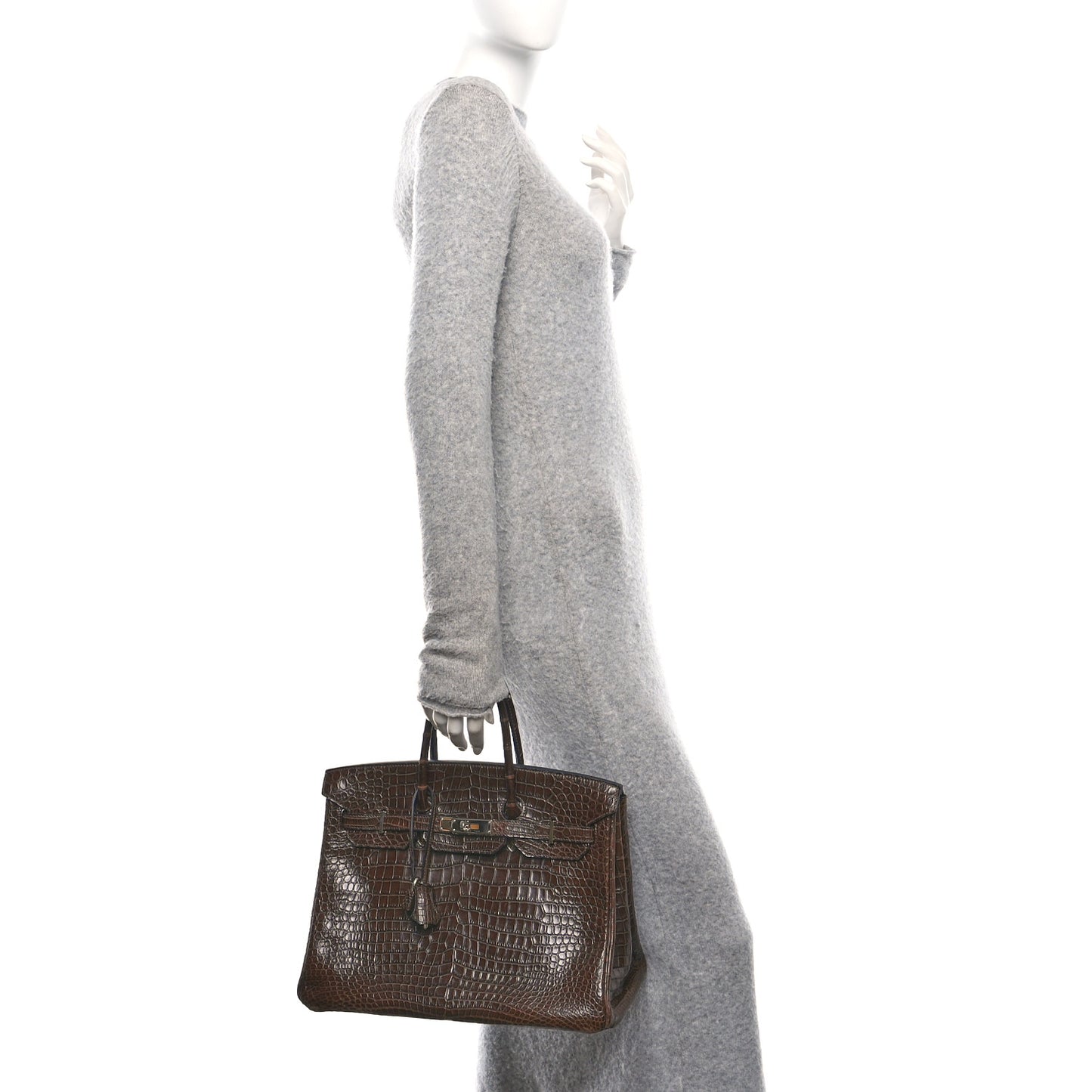 Shiny Porosus Crocodile Birkin 35 Havane