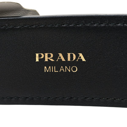 Prada Calfskin Flower Shoulder Strap Black White 4 of 5