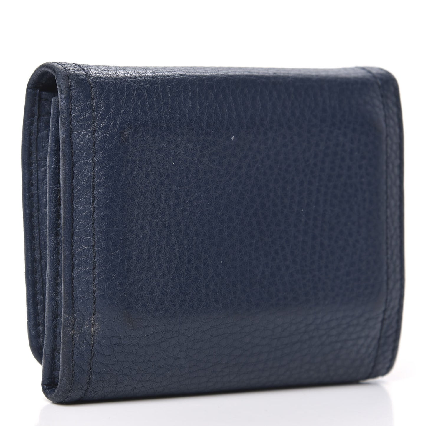 Vitello Daino Metal Tri-Fold Wallet Bleuette