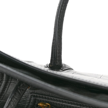 Celine Calfskin Crocodile Embossed Medium Phantom Luggage Black 17 of 17