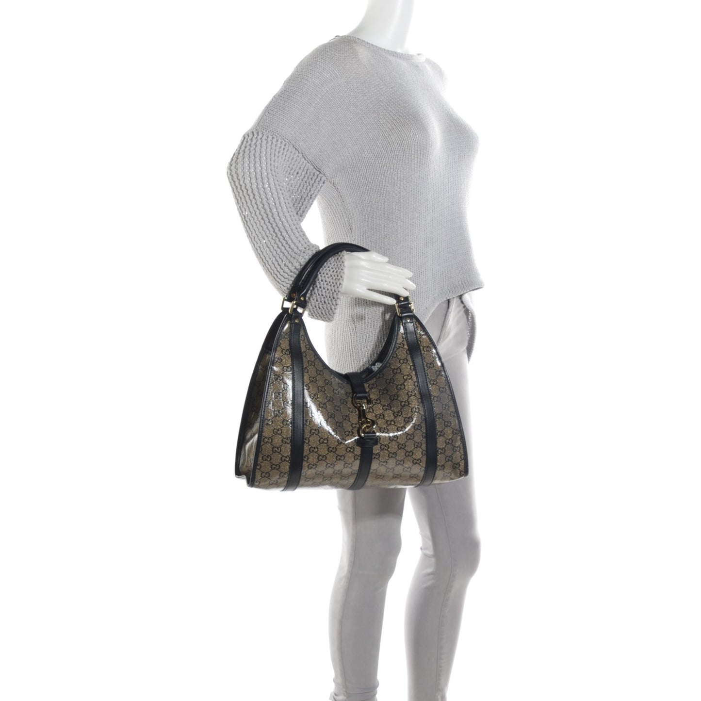 Crystal Monogram Medium Joy Shoulder Bag Black