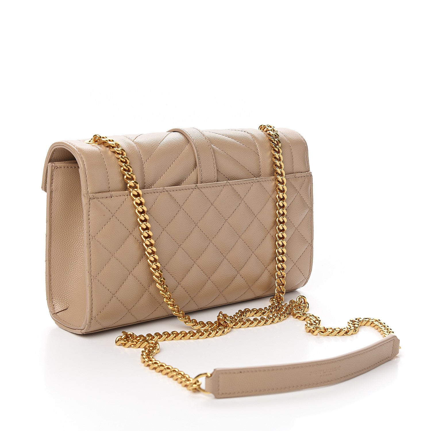 Saint Laurent Grain De Poudre Textured Mixed Matelasse Triquilt Small Monogram Satchel Dark Beige 2 of 9