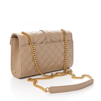 Saint Laurent Grain De Poudre Textured Mixed Matelasse Triquilt Small Monogram Satchel Dark Beige 2 of 9