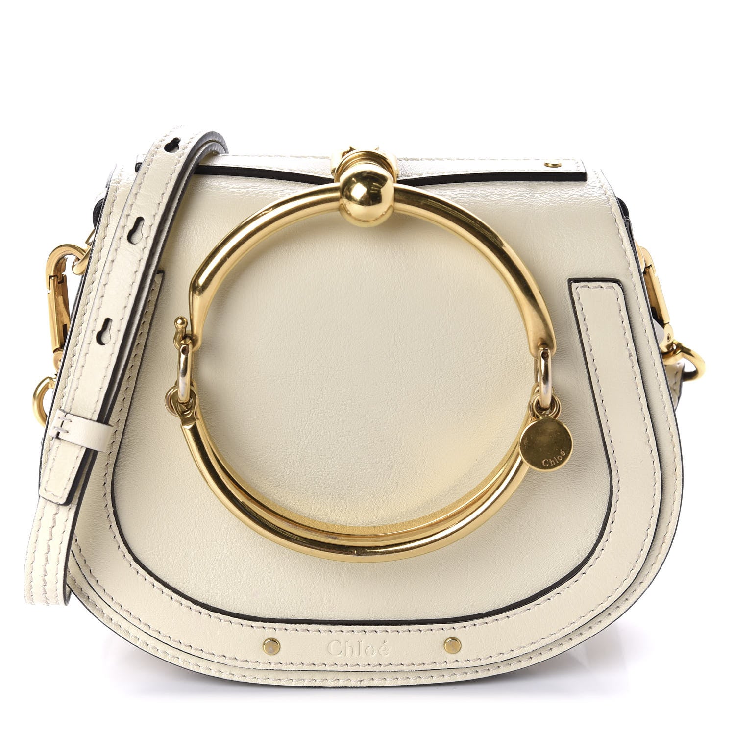 Chloe Calfskin Suede Small Nile Bracelet Bag Off White 1 of 12