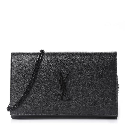 Saint Laurent Grained Metallic Calfskin Monogram Chain Wallet Black 1 of 11