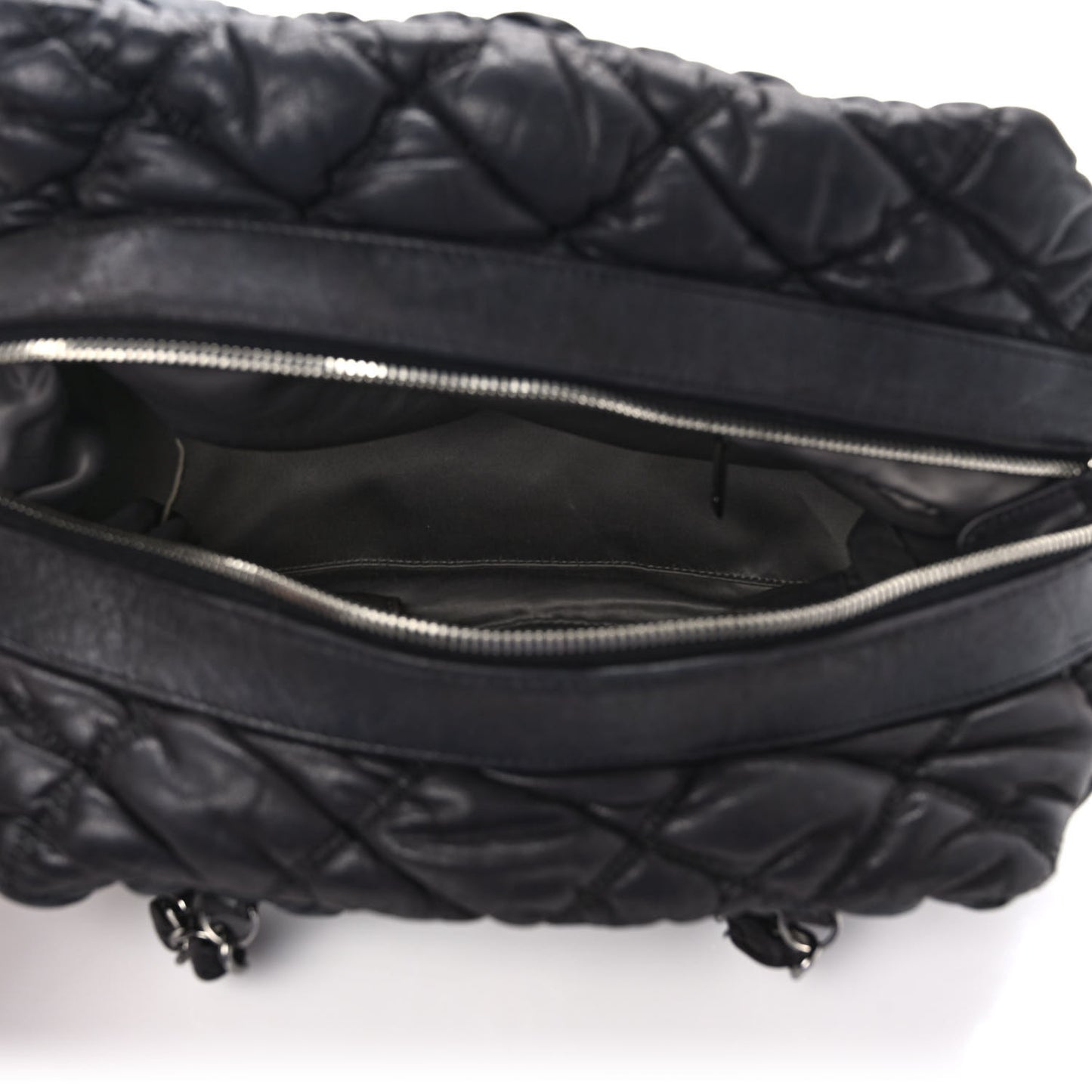 Calfskin Bubble Quilt Bowler Black
