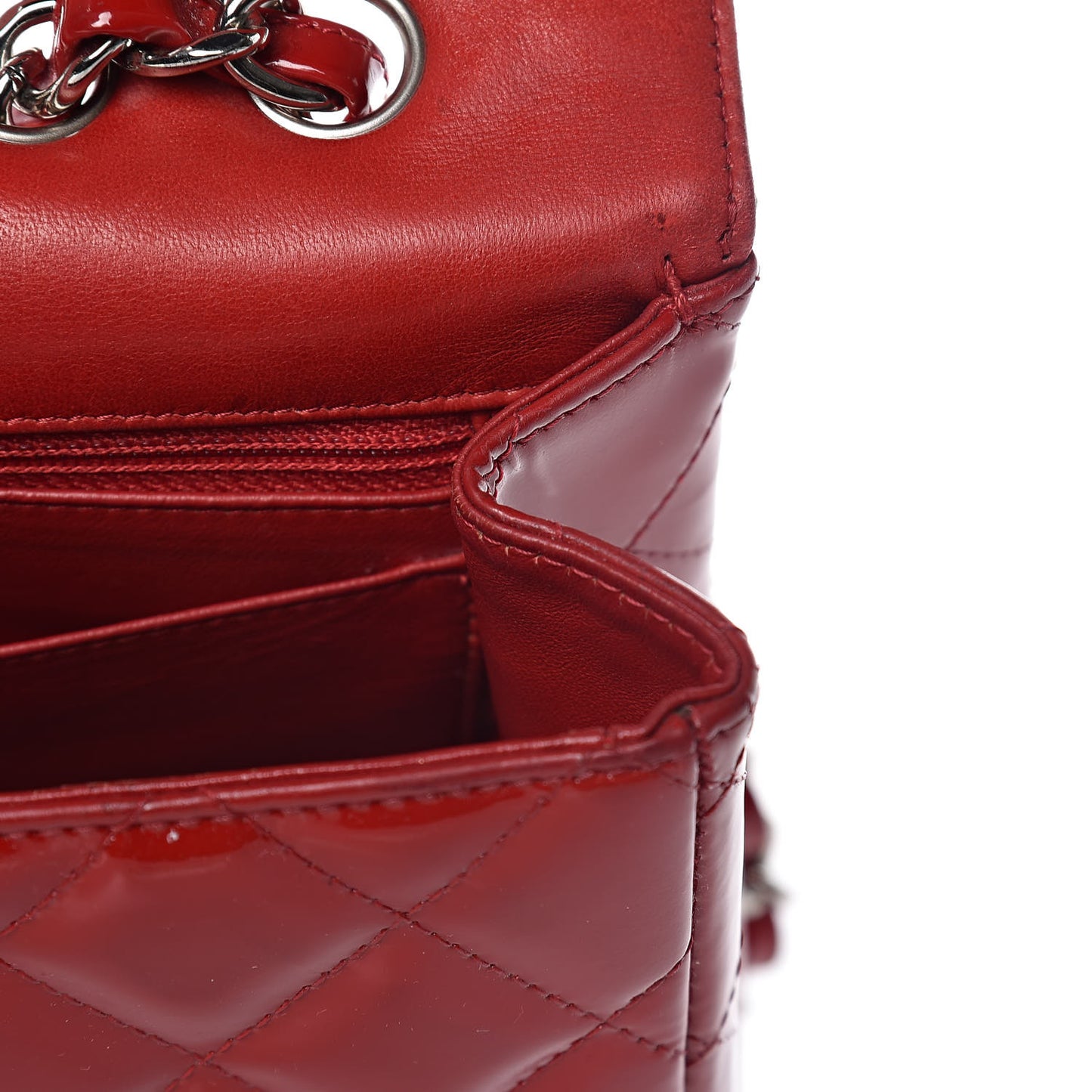 Patent Quilted Jumbo Single Flap Red