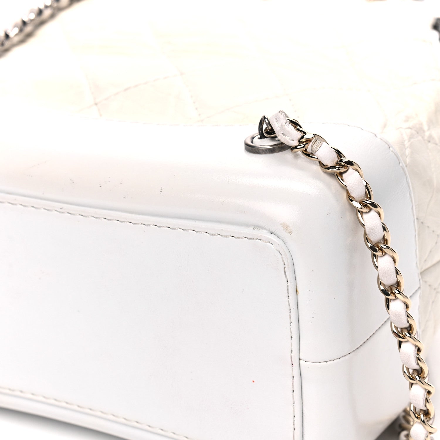 Chanel Aged Calfskin Quilted Small Gabrielle Backpack White 790742