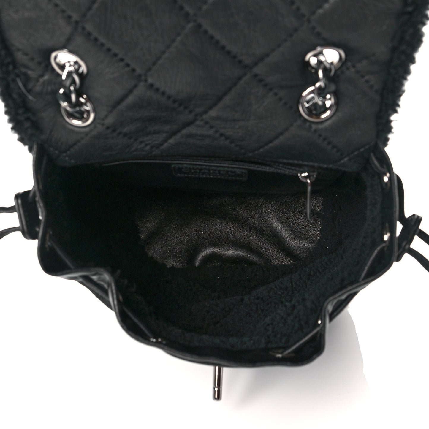 Lambskin Shearling Coco Neige Backpack Black