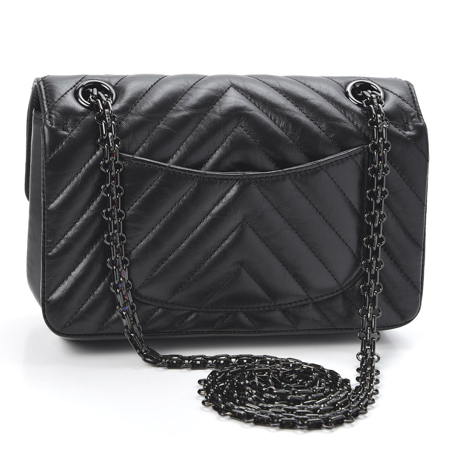 Aged Calfskin Chevron Quilted 2.55 Reissue Mini Flap So Black