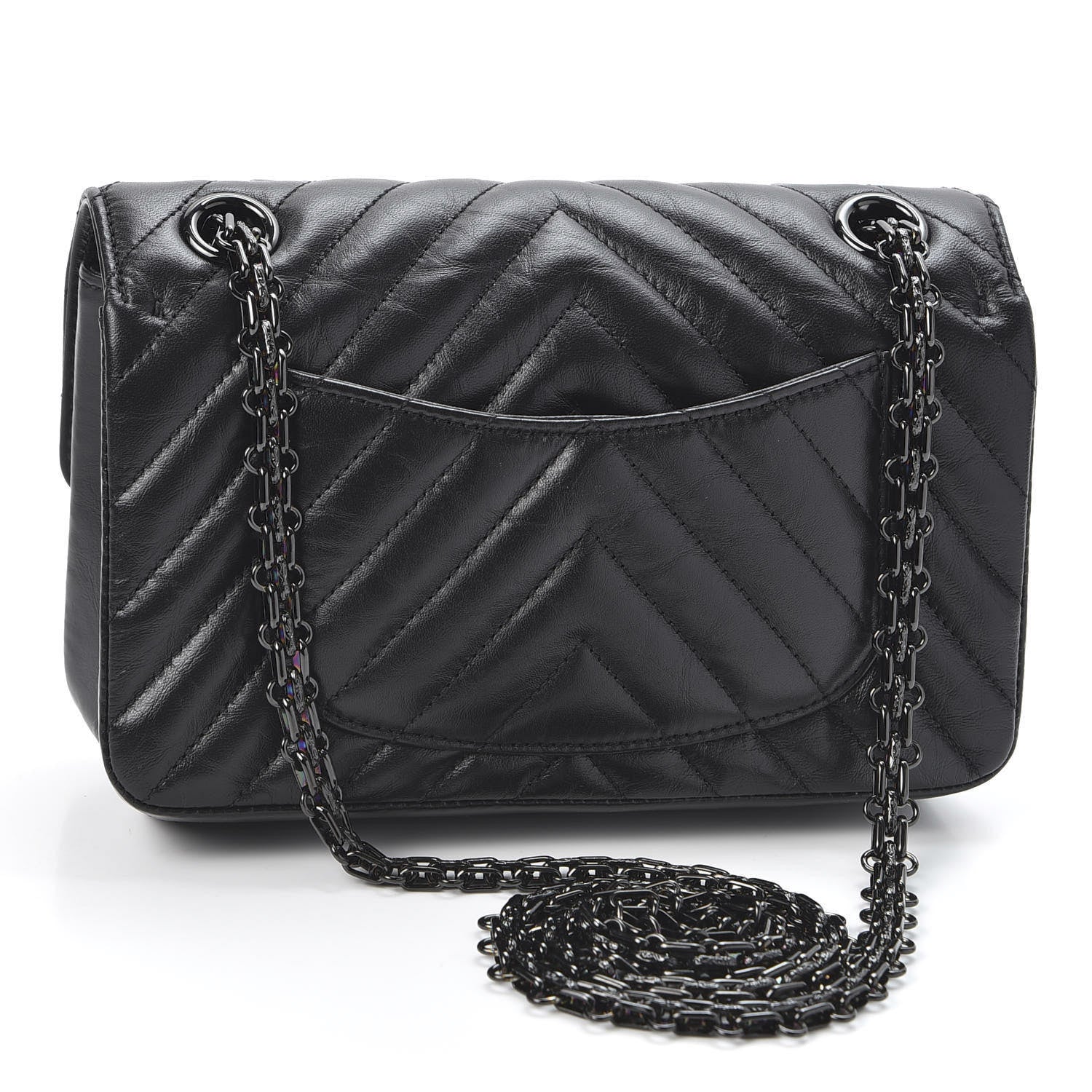 Chanel Aged Calfskin Chevron Quilted 2.55 Reissue Mini Flap So Black 2 of 10