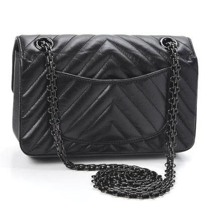 Chanel Aged Calfskin Chevron Quilted 2.55 Reissue Mini Flap So Black 2 of 10