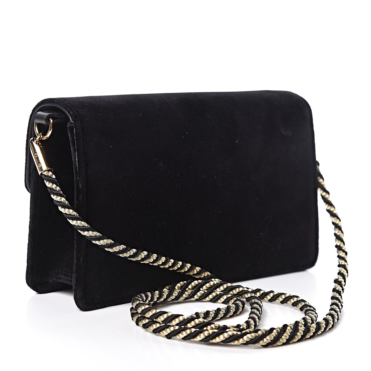 Velvet Crystal Square G Shoulder Bag Black