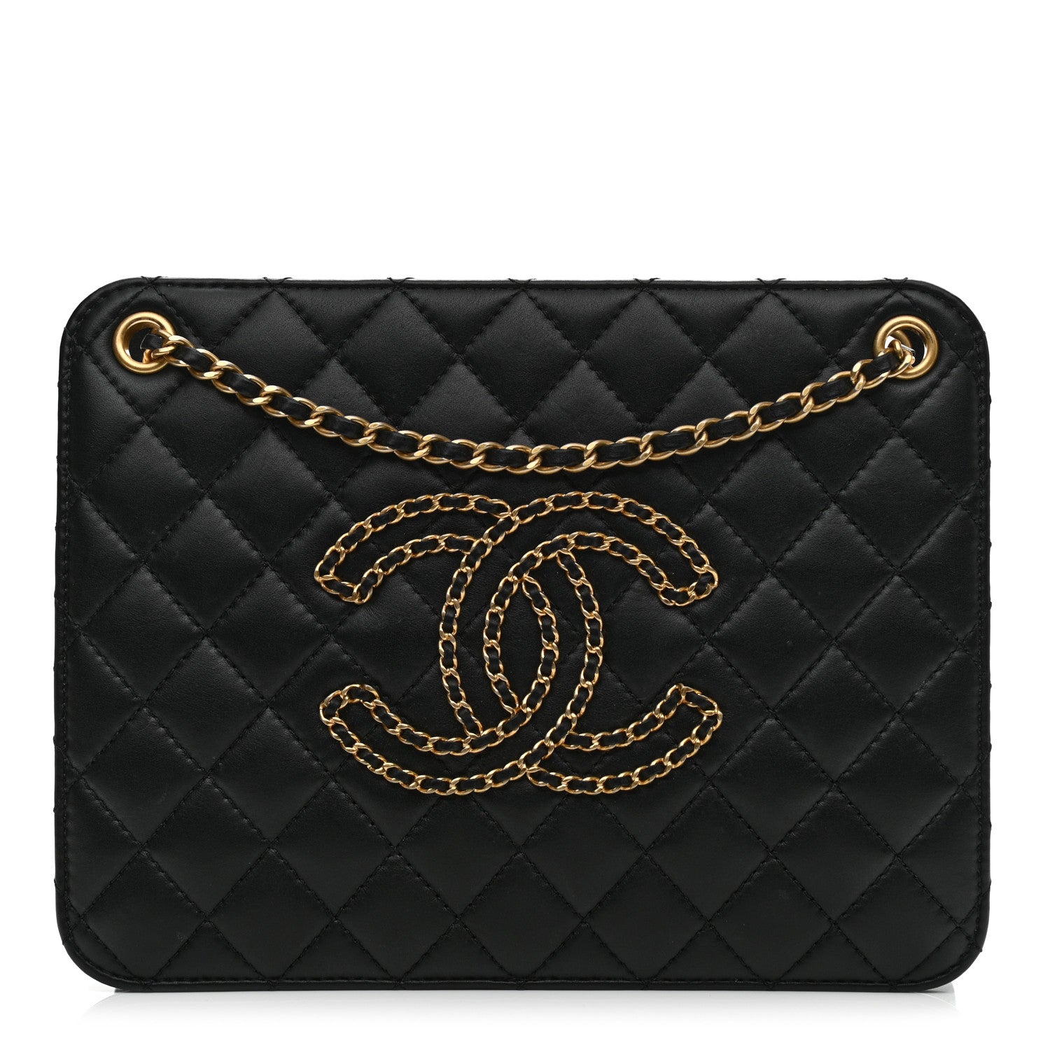 Chanel Calfskin Quilted CC Chain Accordion Tote Black 1 of 12