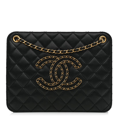 Chanel Calfskin Quilted CC Chain Accordion Tote Black 1 of 12