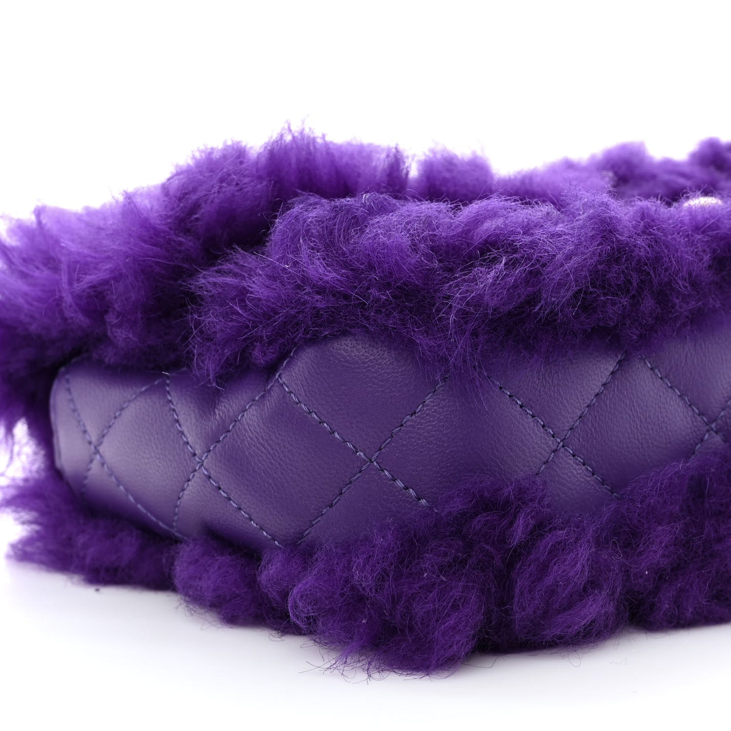 Shearling Lambskin Quilted Flap Purple