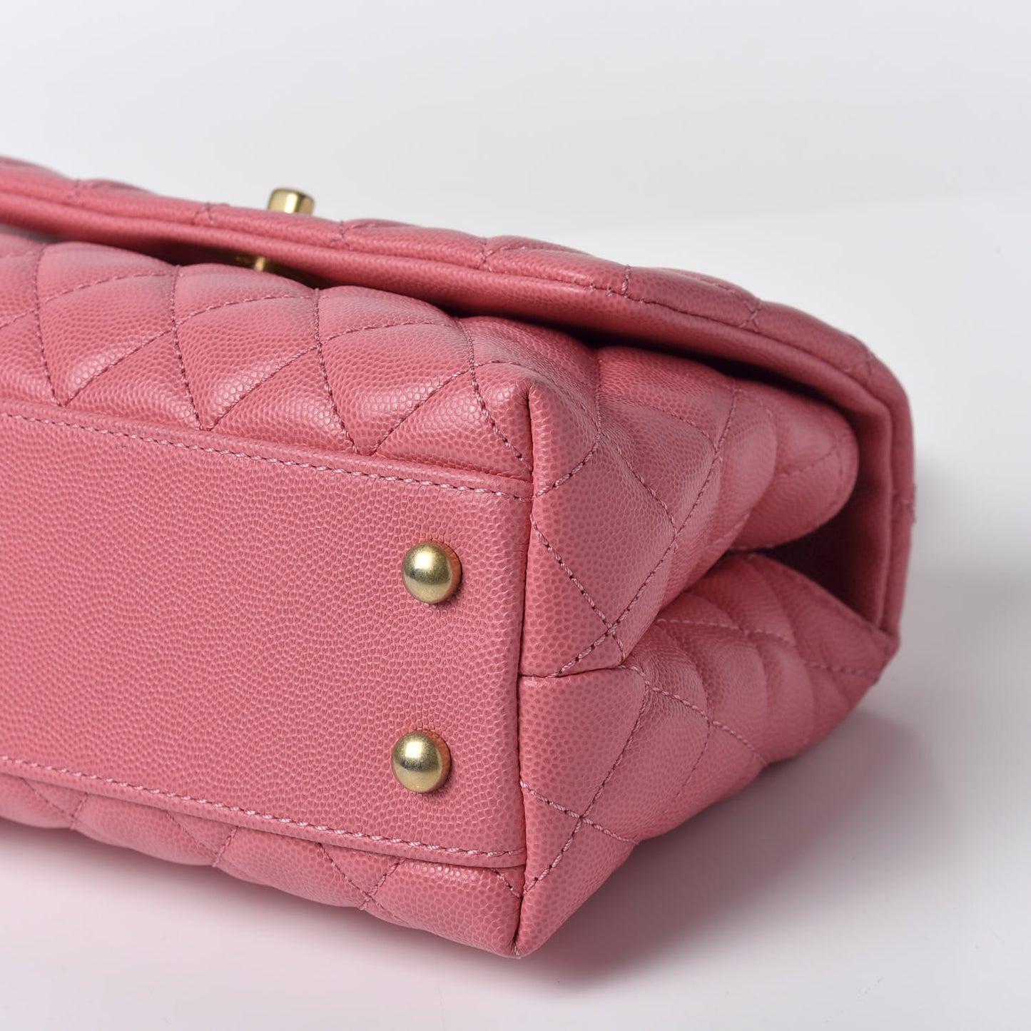 Caviar Lizard Quilted Mini Coco Handle Flap Pink